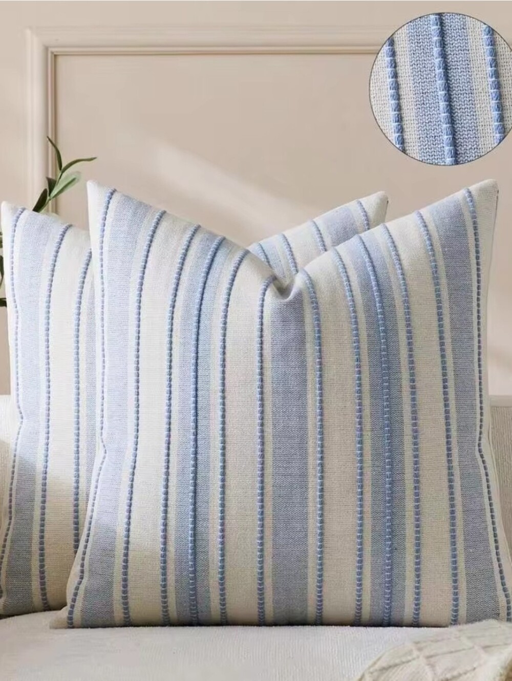 Blue & White Striped Throw Pillow Covers